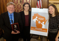 FOIC President Bill Lueders and Co-Vice Presidents Christa Westerberg and April Barker
