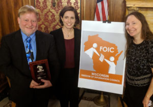 FOIC President Bill Lueders and Co-Vice Presidents Christa Westerberg and April Barker